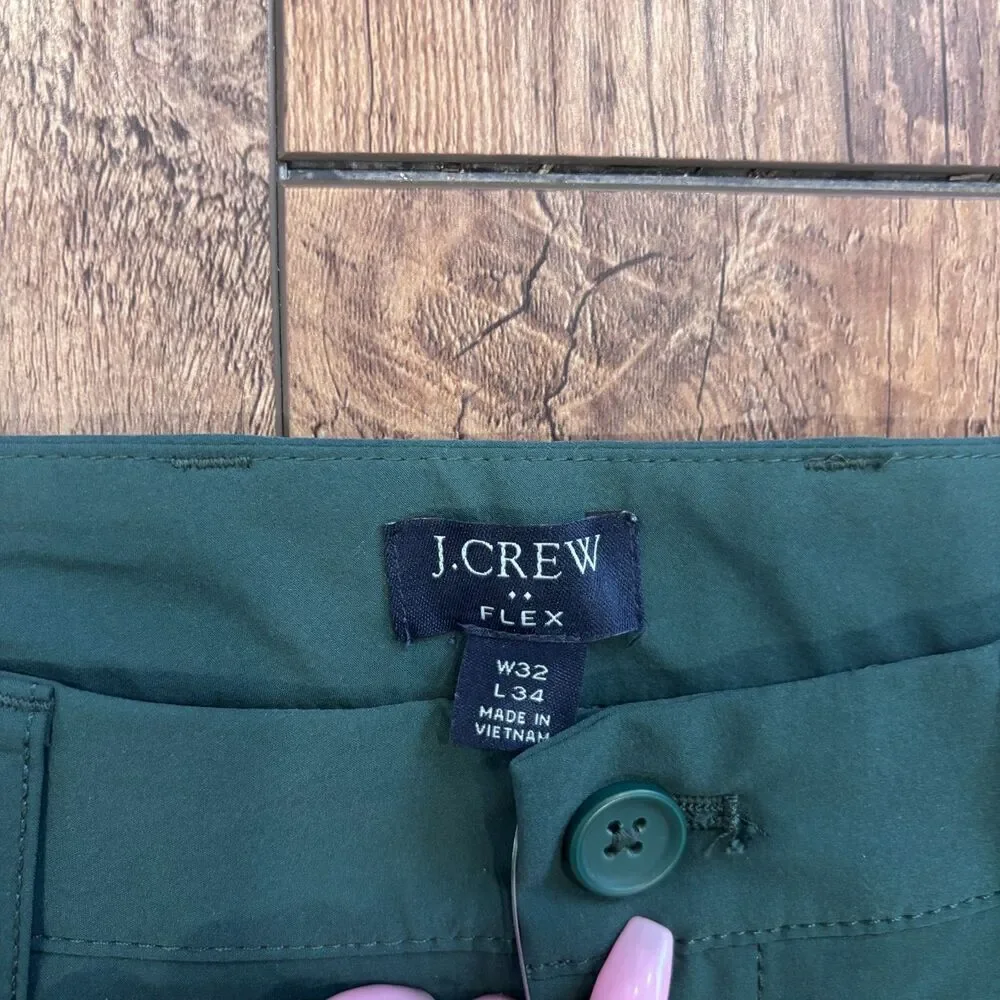 J.Crew Flex Straight Midweight Tech Pant 32/34 Weathered Spruce Green AA713 NWT